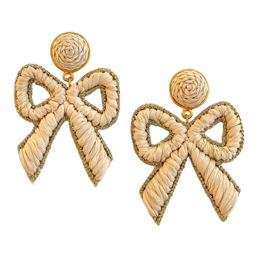 Natural Raffia Bow Earrings