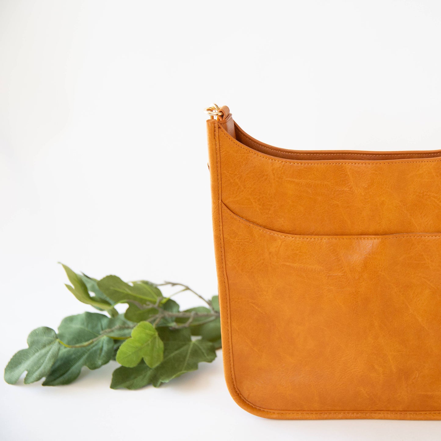 Cognac Vegan Crossbody Bag