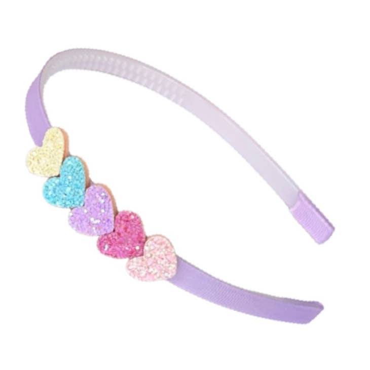 Pastel Glitter Heart Headband