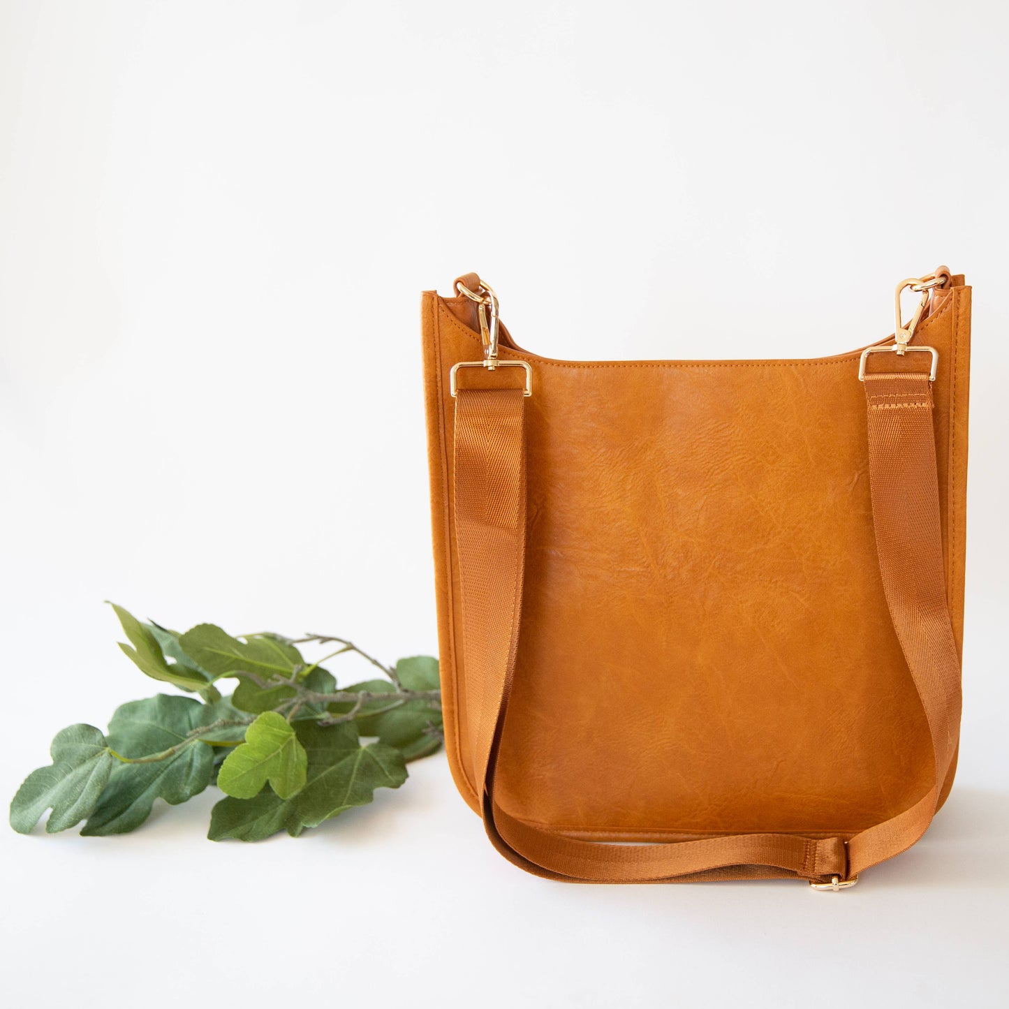 Cognac Vegan Crossbody Bag