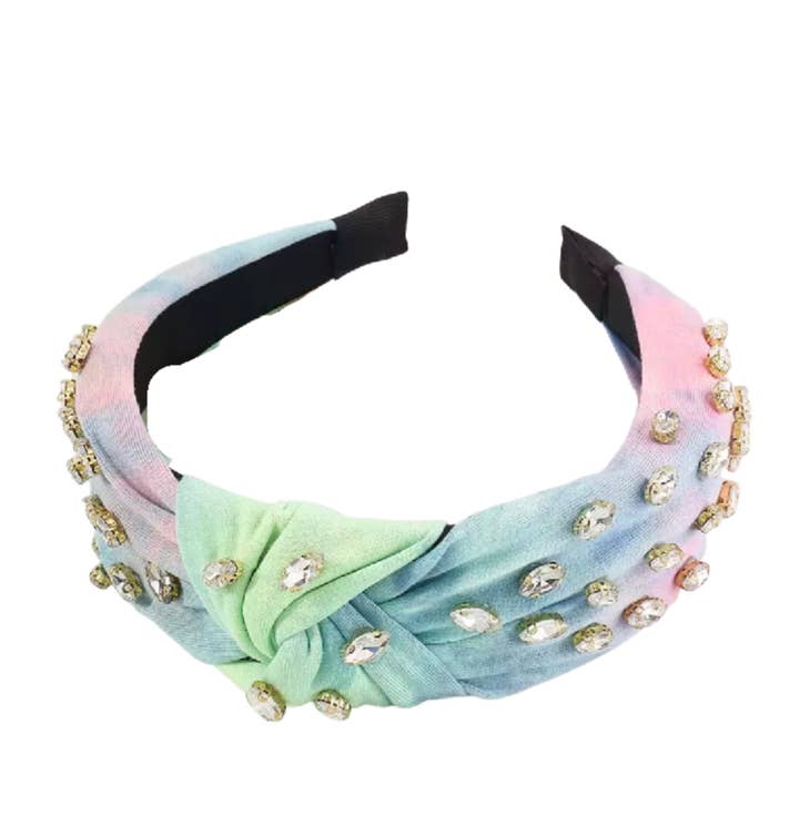 Pastel Tie Dye & Rhinestone Headband