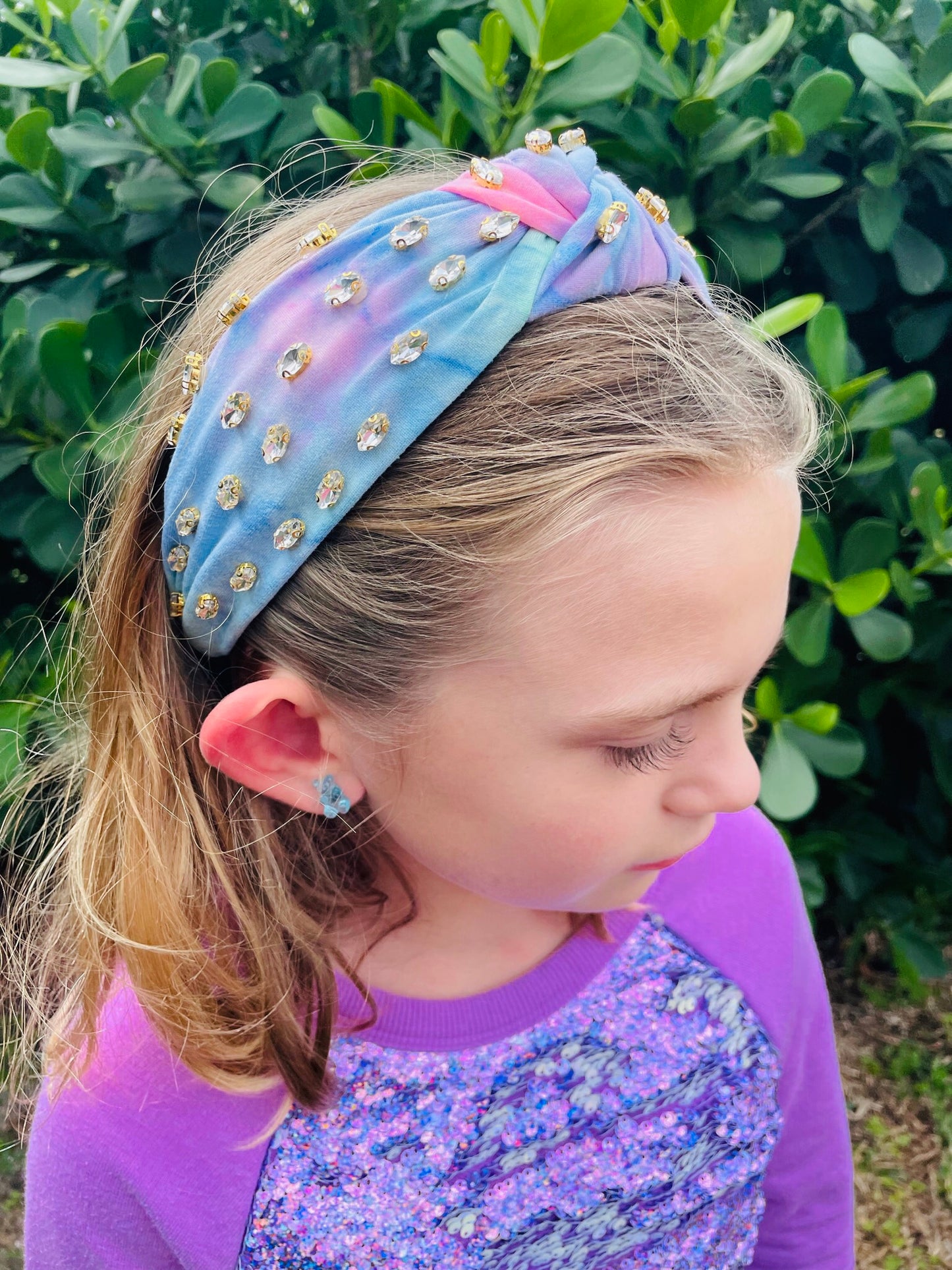 Pastel Tie Dye & Rhinestone Headband