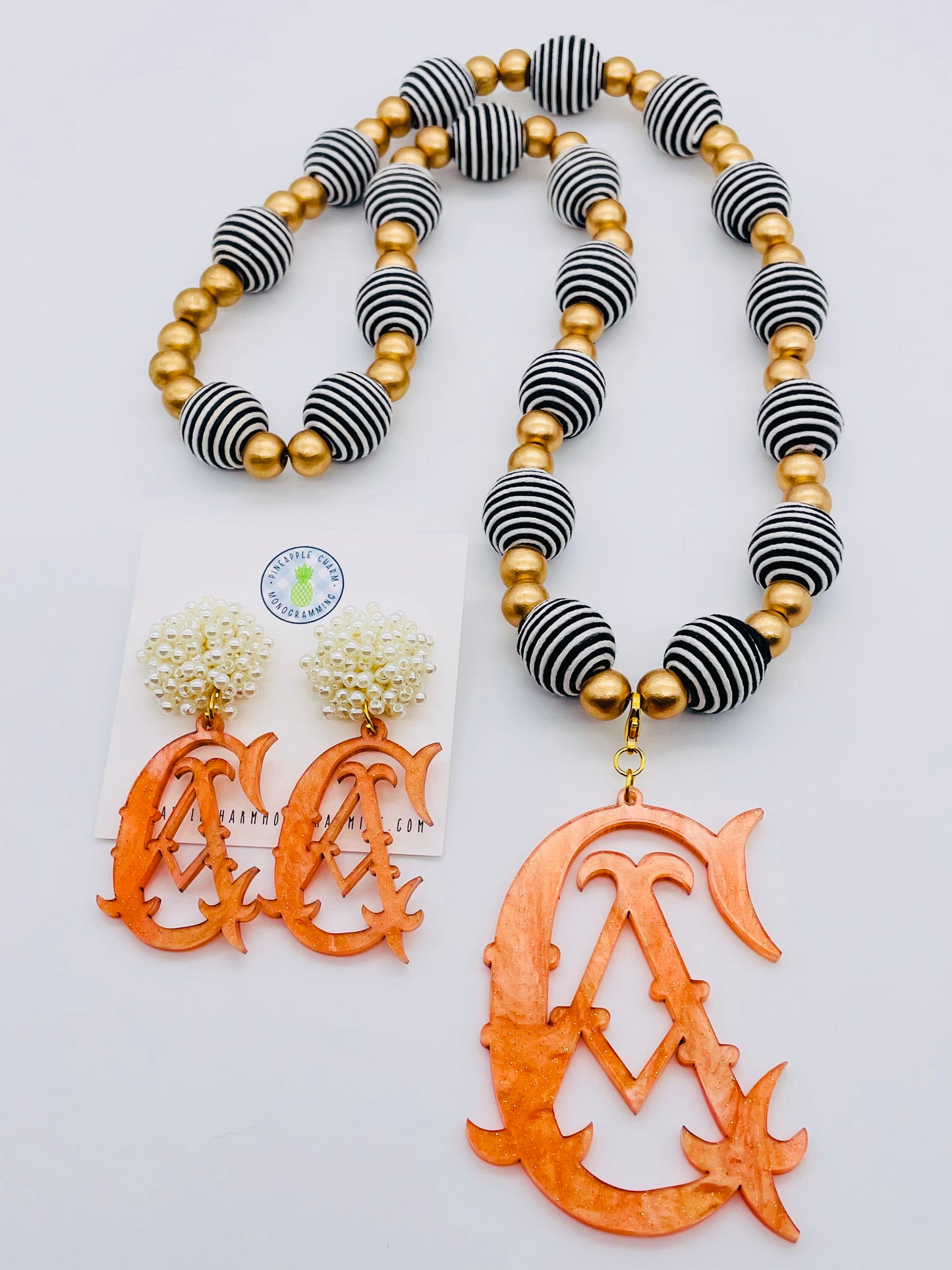 Cider Monogram Pearl Burst Earrings
