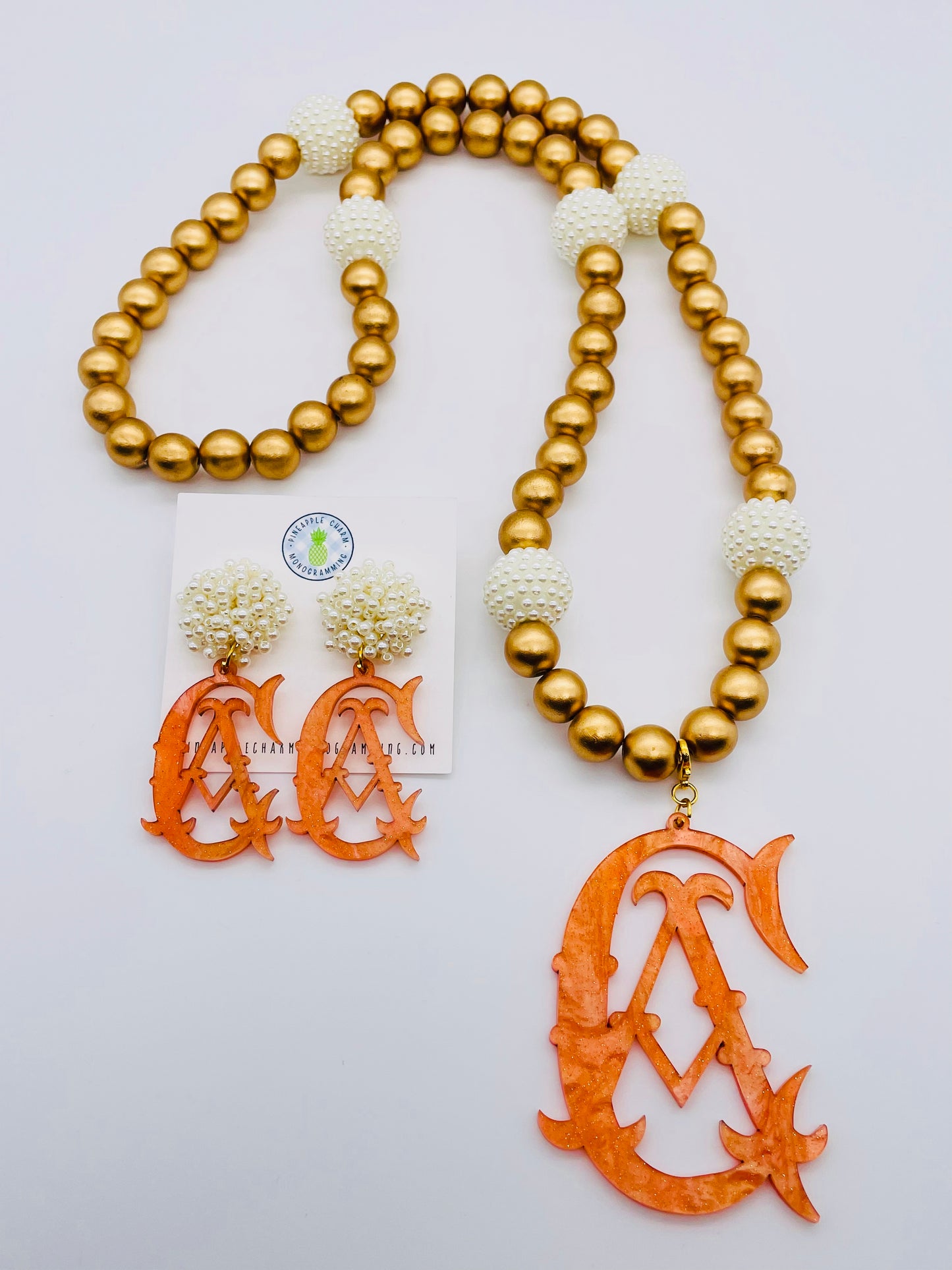 Cider Monogram Pearl Burst Earrings