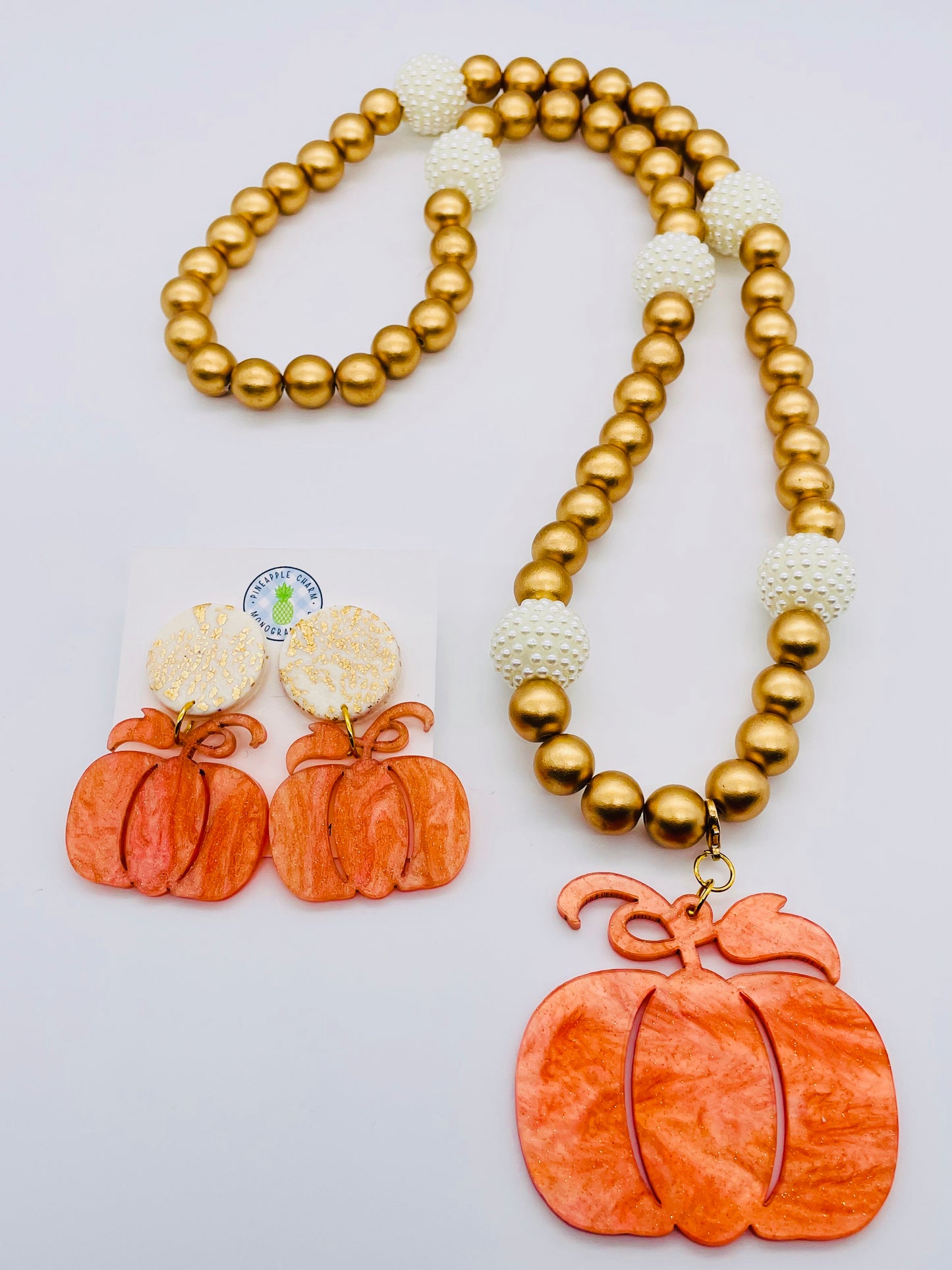 Gold & Orange Classic Pumpkin Earrings