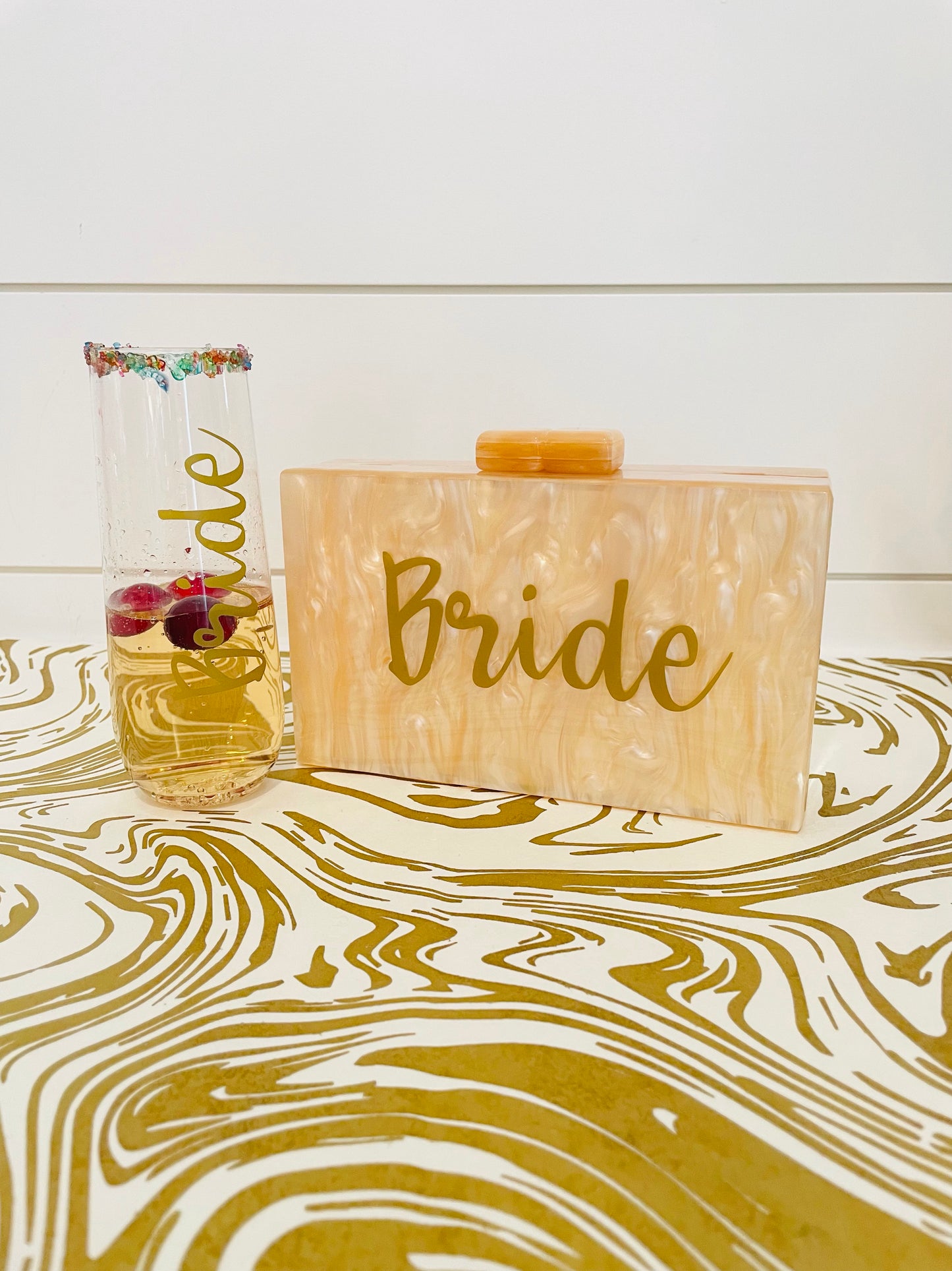 Gold Marble Monogrammed Clutch