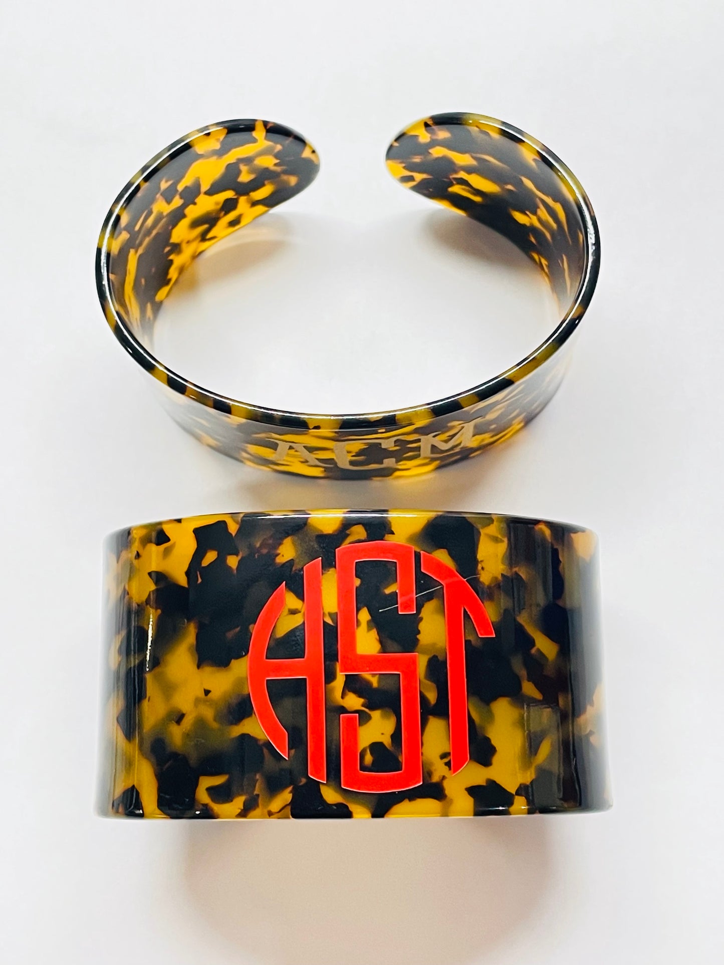Tortoise Monogrammed Cuff Bracelet