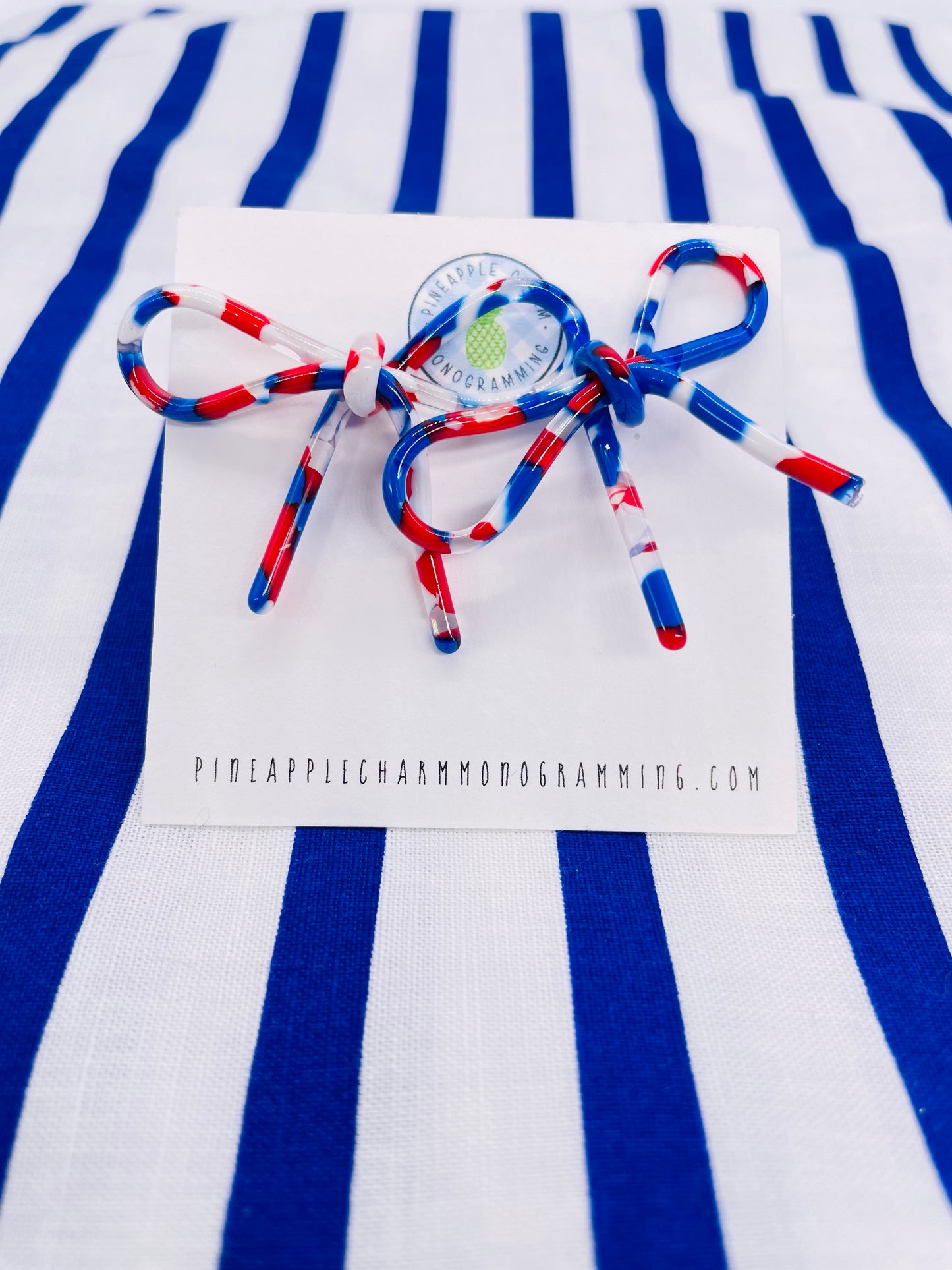 Red, White, and Blue Preppy Bow Earrings