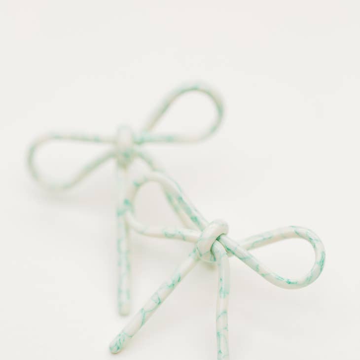 Aqua Bow Earrings