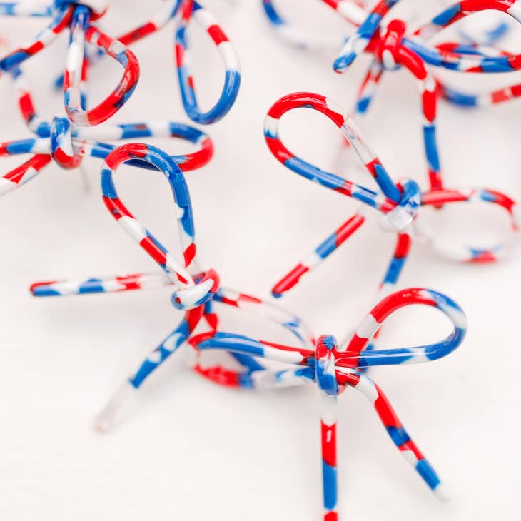 Red, White, and Blue Preppy Bow Earrings