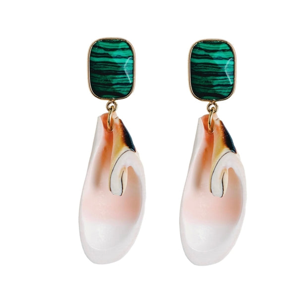 Malachite & Pink Shell Earrings