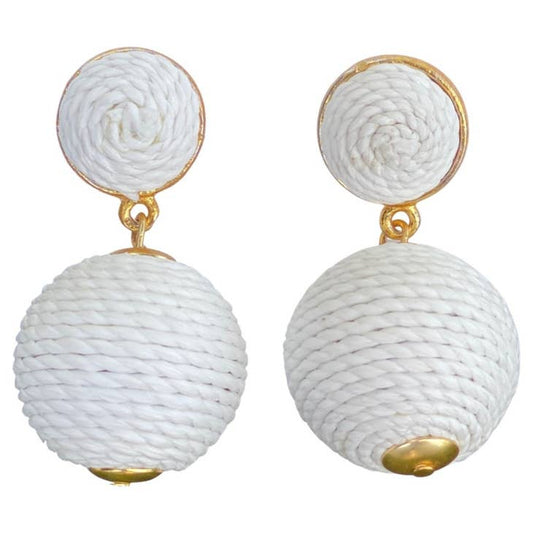 White Raffia Lantern Earrings