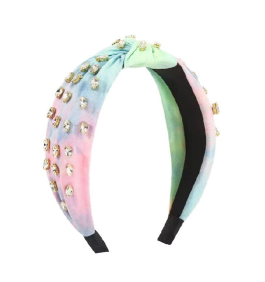 Pastel Tie Dye & Rhinestone Headband