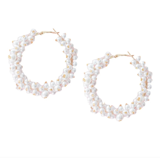 Vinyard Pearl Hoop Earrings