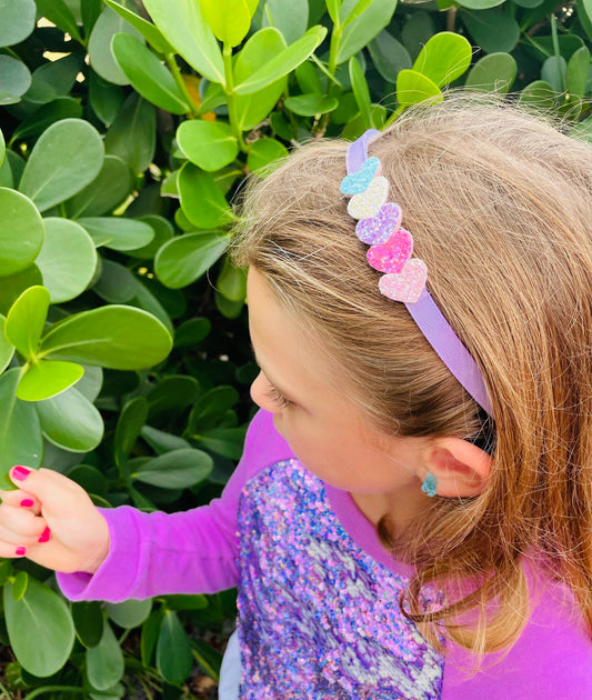 Pastel Glitter Heart Headband