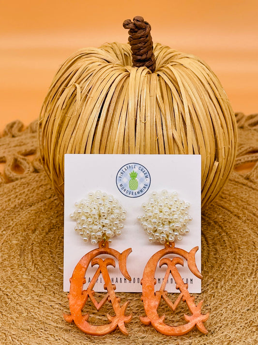 Cider Monogram Pearl Burst Earrings