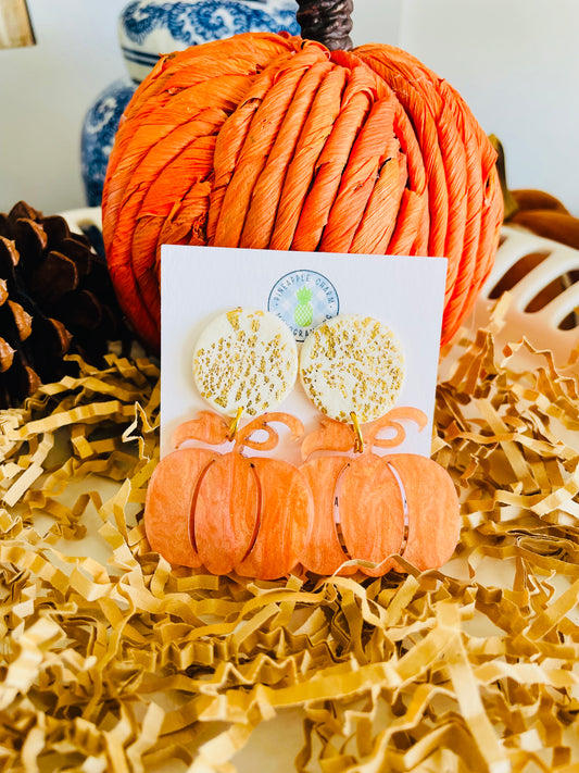 Gold & Orange Classic Pumpkin Earrings