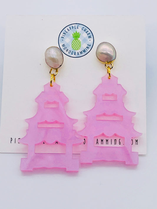 Pink Pearl Pagoda Earrings