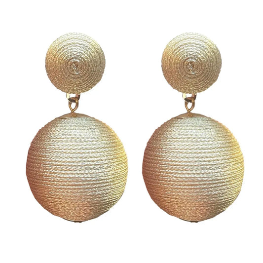 Gold Metallic Pom-Pom Earrings