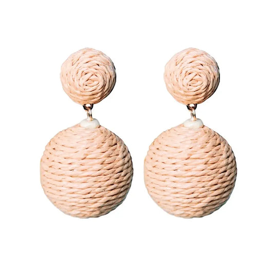 Raffia Pom-Pom Earrings