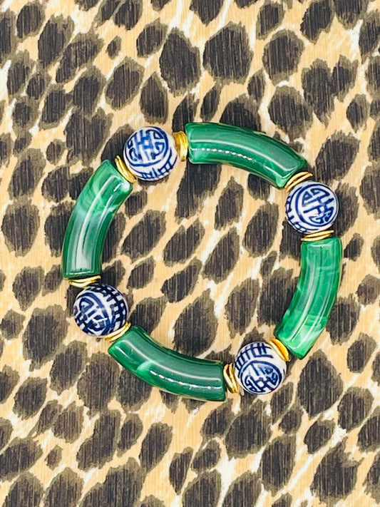 Chinoiserie & Malachite Julia Bracelet