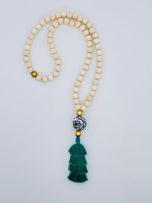 Green Tassel Chinoiserie Necklace