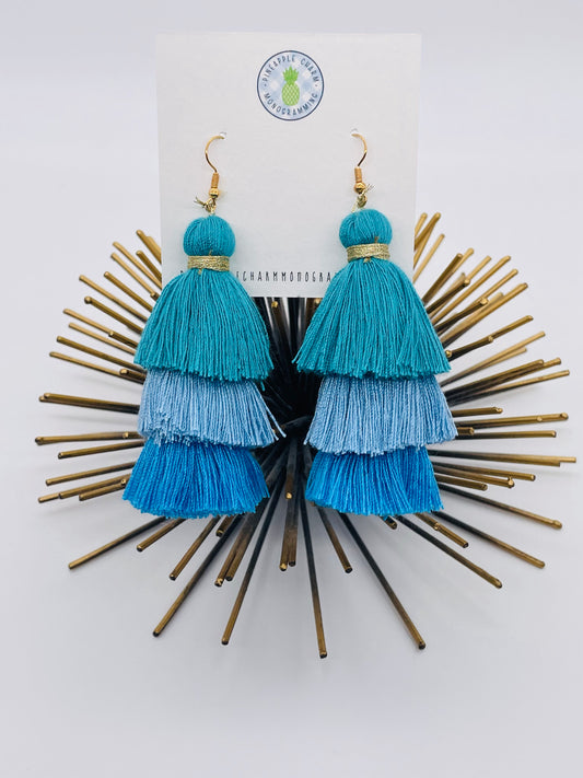 Blue Ombre Tassel Earrings