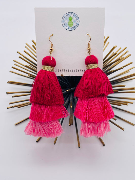 Pink Ombre Tassel Earrings