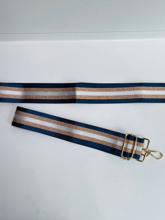 Navy & Rose Gold Striped Crossbody Strap