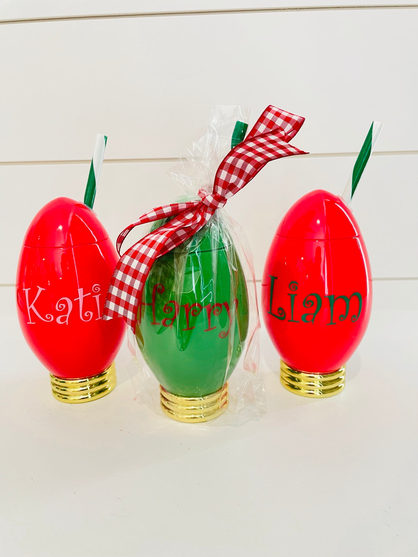 Monogrammed Christmas Light Drink Tumbler