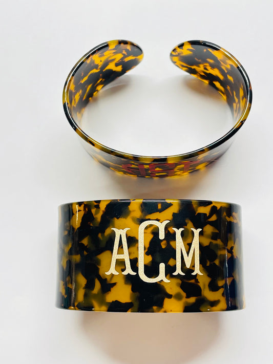 Tortoise Monogrammed Cuff Bracelet