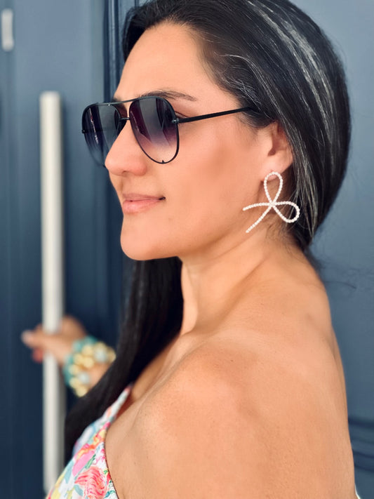 Rhinestone Bow Earrings