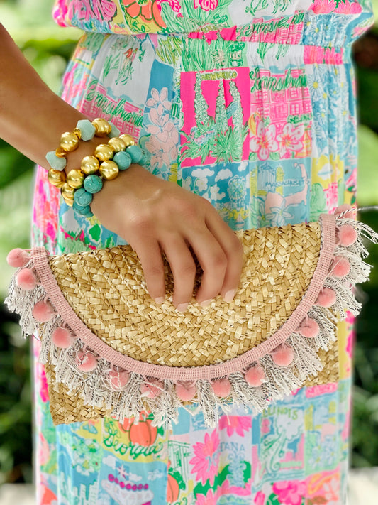 Florida Sunrise Straw Clutch