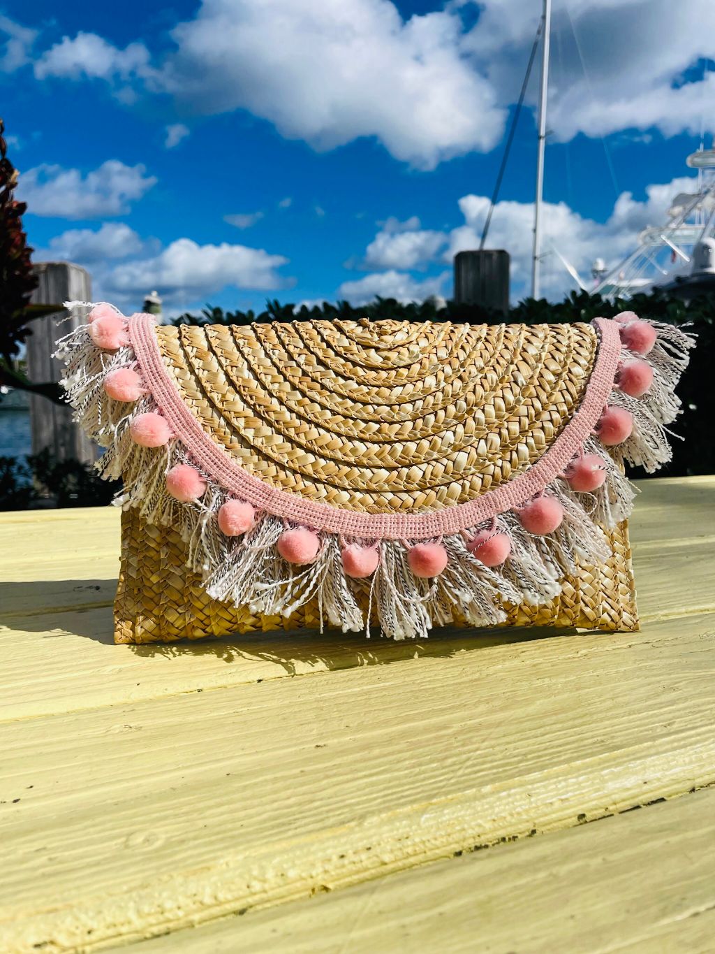 Florida Sunrise Straw Clutch